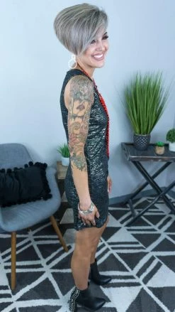 The ZigZag Stripe Shimmer Basically You Dress [NO RETURNS] DRESSES