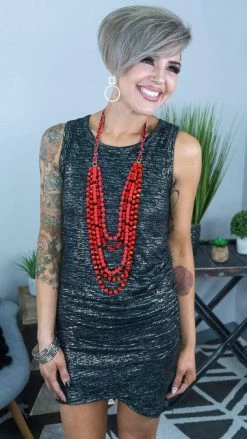 The ZigZag Stripe Shimmer Basically You Dress [NO RETURNS] DRESSES