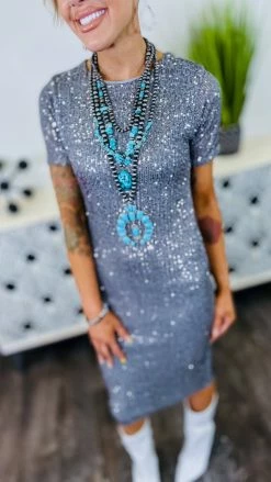 The ZigZag Stripe Silver Busy Slaying Dress DRESSES