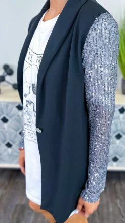 The ZigZag Stripe OUTERWEAR Silver Made For The Stage Blazer