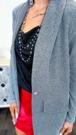 The ZigZag Stripe Silver Night Of Lights Blazer OUTERWEAR