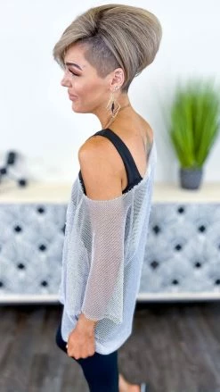 The ZigZag Stripe Silver Poolside Escape Top TOPS & TUNICS