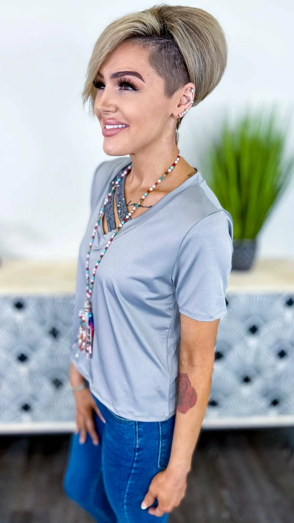 The ZigZag Stripe TOPS & TUNICS Silver Sequin Sensation Top