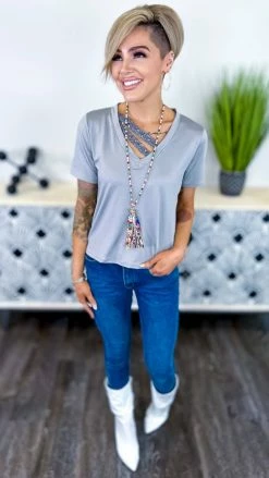 The ZigZag Stripe TOPS & TUNICS Silver Sequin Sensation Top