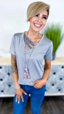 The ZigZag Stripe TOPS & TUNICS Silver Sequin Sensation Top