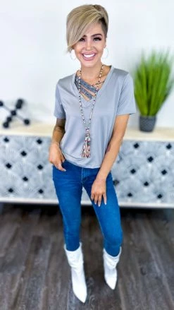 The ZigZag Stripe TOPS & TUNICS Silver Sequin Sensation Top