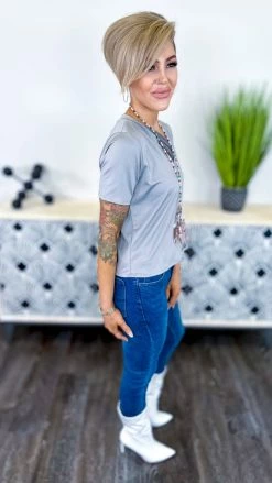 The ZigZag Stripe TOPS & TUNICS Silver Sequin Sensation Top