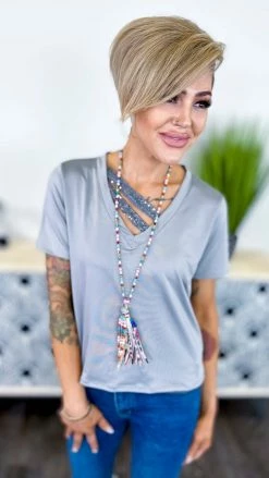 The ZigZag Stripe TOPS & TUNICS Silver Sequin Sensation Top