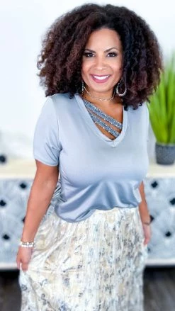 The ZigZag Stripe TOPS & TUNICS Silver Sequin Sensation Top