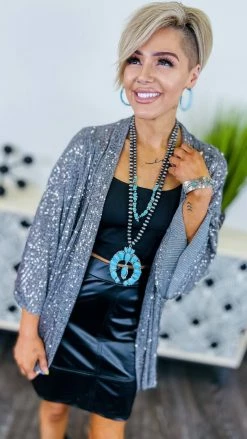 The ZigZag Stripe OUTERWEAR Silver Statement Maker Cardigan