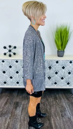 The ZigZag Stripe OUTERWEAR Silver Statement Maker Cardigan