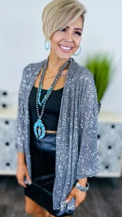 The ZigZag Stripe OUTERWEAR Silver Statement Maker Cardigan