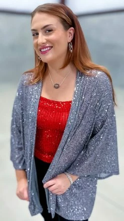 The ZigZag Stripe OUTERWEAR Silver Statement Maker Cardigan