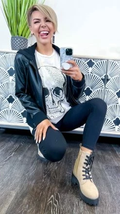 Lotus Fashion Skull Lightning Bolt Tee GRAPHIC TEES