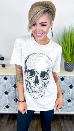 Lotus Fashion Skull Lightning Bolt Tee GRAPHIC TEES