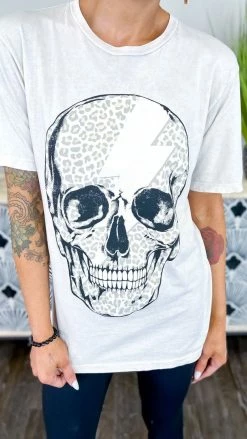 Lotus Fashion Skull Lightning Bolt Tee GRAPHIC TEES