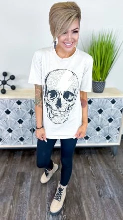 Lotus Fashion Skull Lightning Bolt Tee GRAPHIC TEES