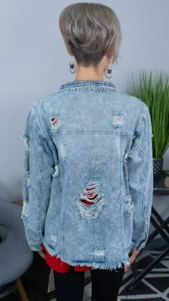 BiBi Studded Raw Hem Denim Jacket OUTERWEAR