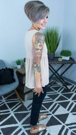 The ZigZag Stripe TOPS & TUNICS Taupe Enhanced View Top