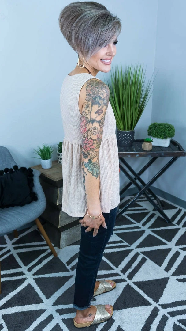 The ZigZag Stripe TOPS & TUNICS Taupe Enhanced View Top