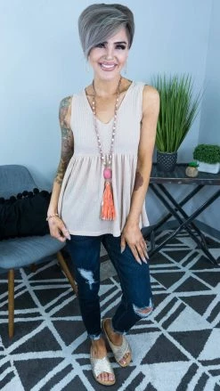 The ZigZag Stripe TOPS & TUNICS Taupe Enhanced View Top