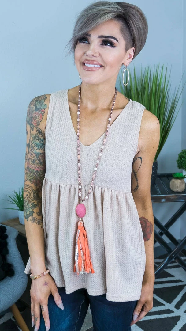 The ZigZag Stripe TOPS & TUNICS Taupe Enhanced View Top