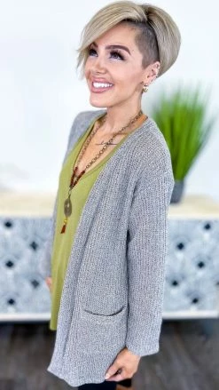The ZigZag Stripe Taupe Fresh Start Cardigan