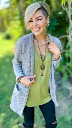 The ZigZag Stripe Taupe Fresh Start Cardigan