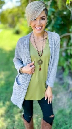 The ZigZag Stripe Taupe Fresh Start Cardigan