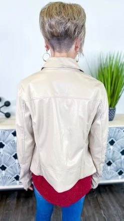 White Birch OUTERWEAR Taupe Fringe Benefits Jacket