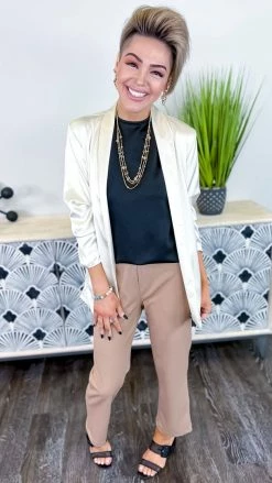 The ZigZag Stripe Taupe Higher Standards Pants BOTTOMS