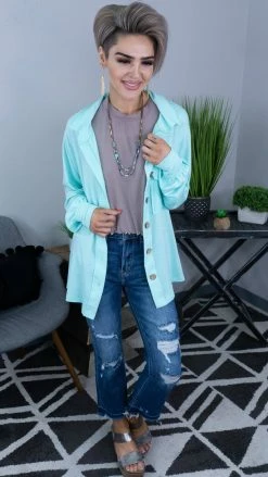 The ZigZag Stripe Taupe Into Motion Top [ NO RETURNS ] TOPS & TUNICS