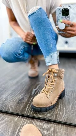 MIA SHOES Taupe Karrus Booties
