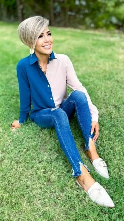 The ZigZag Stripe Teal Cocktail Mood Top TOPS & TUNICS