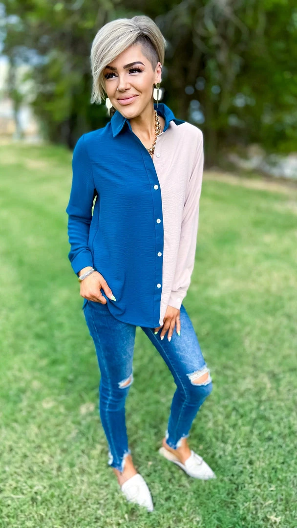 The ZigZag Stripe Teal Cocktail Mood Top TOPS & TUNICS