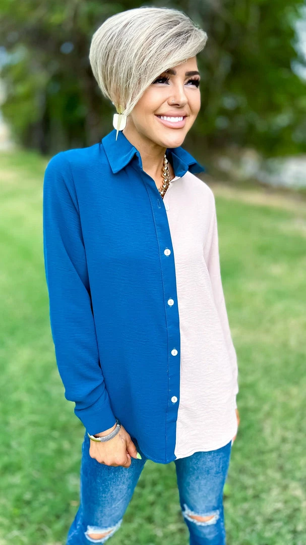 The ZigZag Stripe Teal Cocktail Mood Top TOPS & TUNICS