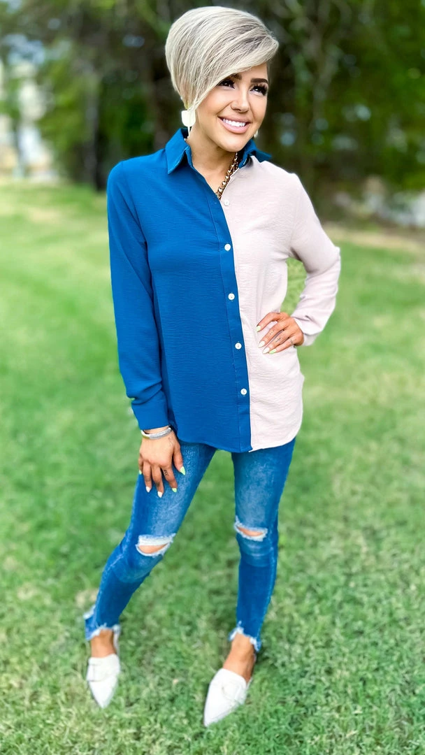 The ZigZag Stripe Teal Cocktail Mood Top TOPS & TUNICS