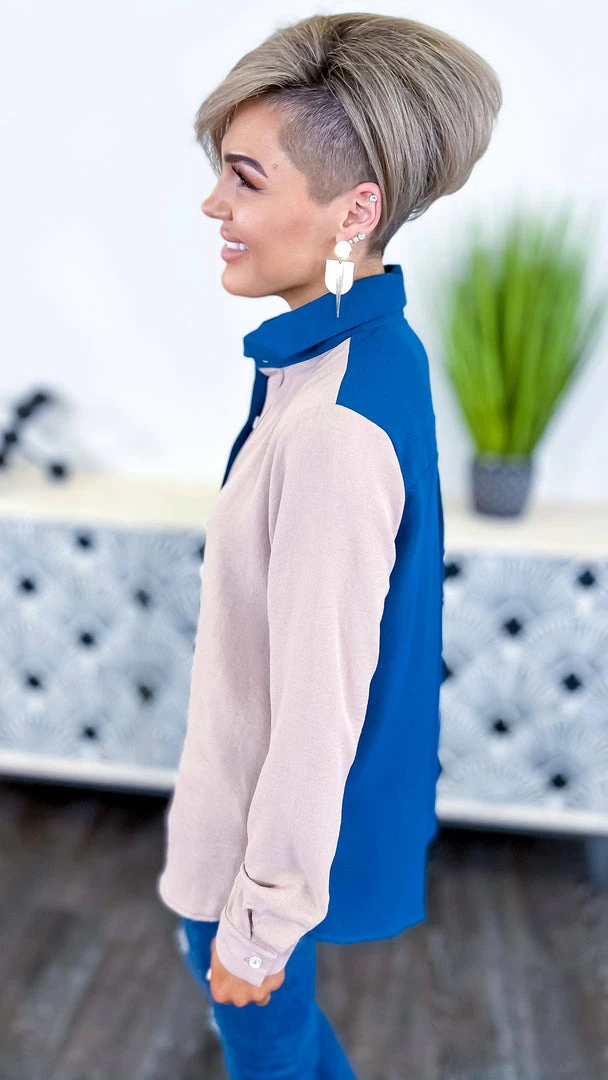 The ZigZag Stripe Teal Cocktail Mood Top TOPS & TUNICS