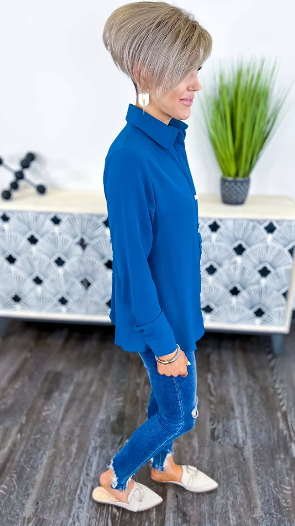 The ZigZag Stripe Teal Cocktail Mood Top TOPS & TUNICS