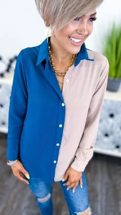 The ZigZag Stripe Teal Cocktail Mood Top TOPS & TUNICS