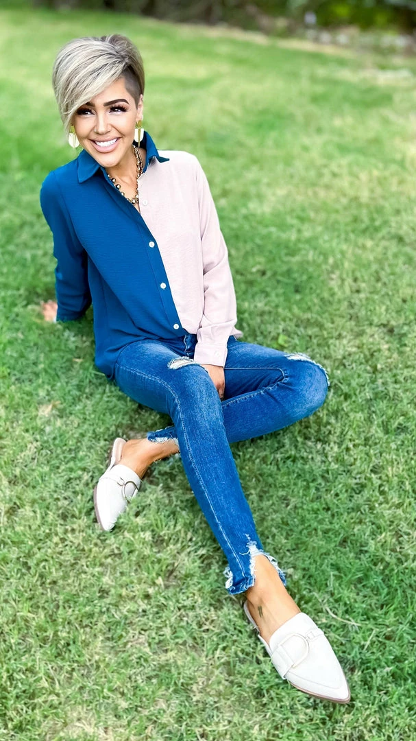 The ZigZag Stripe Teal Cocktail Mood Top TOPS & TUNICS