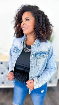 Savanna Jane Totally Studding Denim Jacket OUTERWEAR