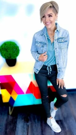 Savanna Jane Totally Studding Denim Jacket OUTERWEAR