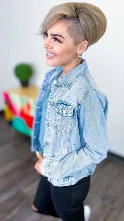 Savanna Jane Totally Studding Denim Jacket OUTERWEAR