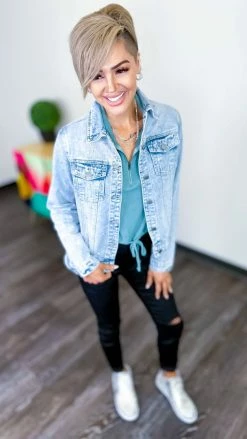 Savanna Jane Totally Studding Denim Jacket OUTERWEAR