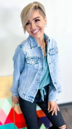 Savanna Jane Totally Studding Denim Jacket OUTERWEAR