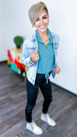 Savanna Jane Totally Studding Denim Jacket OUTERWEAR