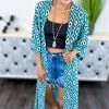 Your Fashion Wholesale OUTERWEAR Turquoise Beating The Heat Cardigan