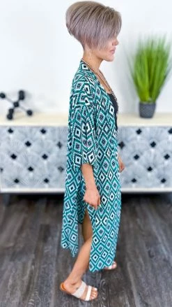 Your Fashion Wholesale OUTERWEAR Turquoise Beating The Heat Cardigan