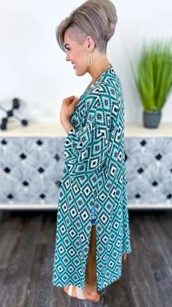 Your Fashion Wholesale OUTERWEAR Turquoise Beating The Heat Cardigan